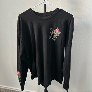 🌿 BGD Black Long Sleeve Shirt with Rose Graphic